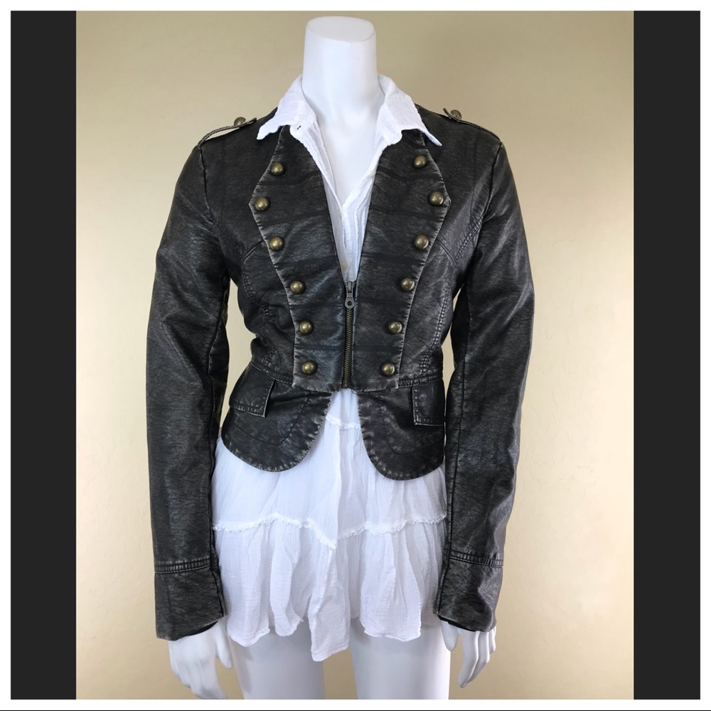 UNIQUISM MILITARY VICTORIAN VEGAN LEATHER JACKET